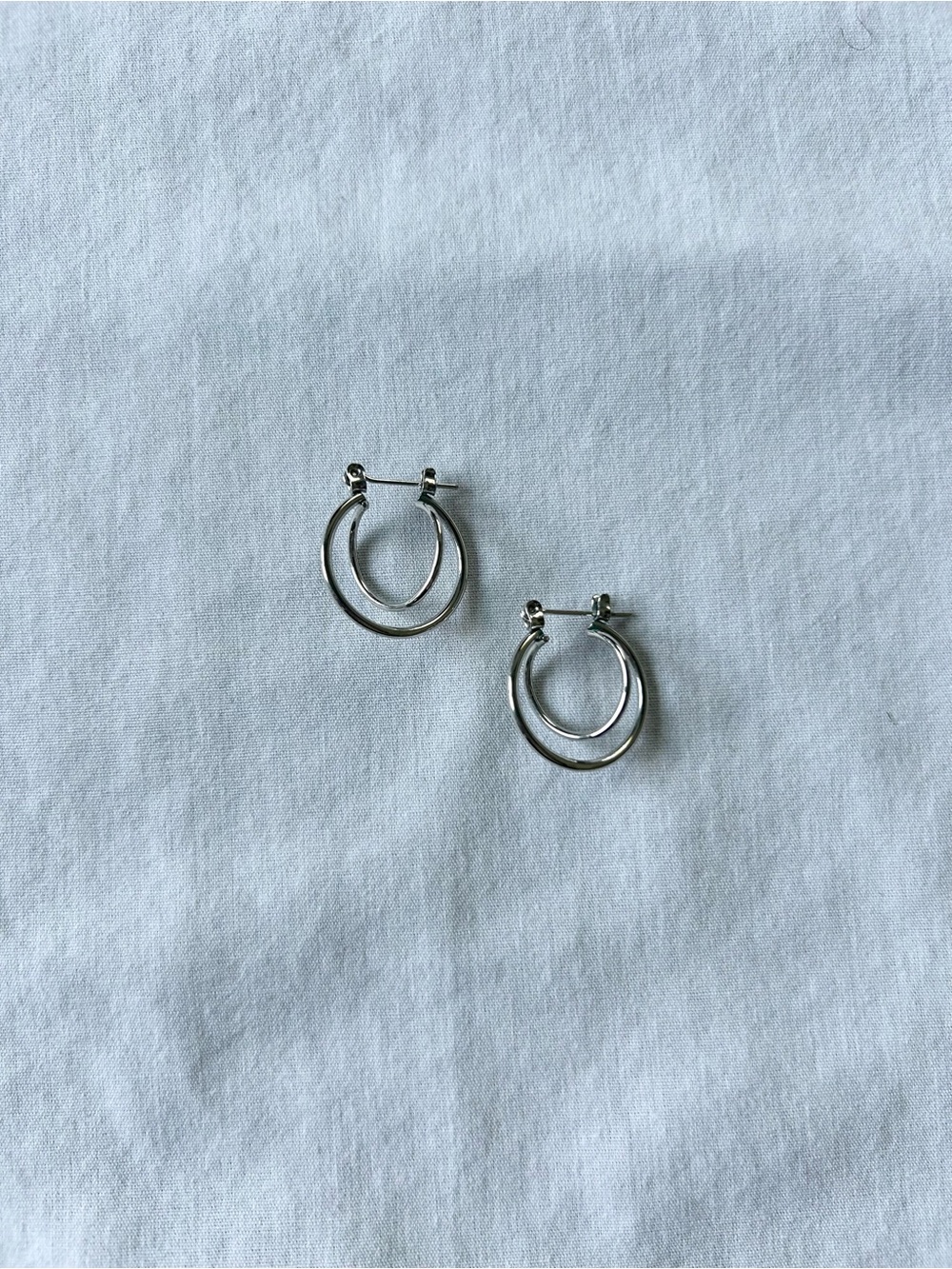 World Market Silver-Tone Criss-Cross Double Mini Hoop Earrings